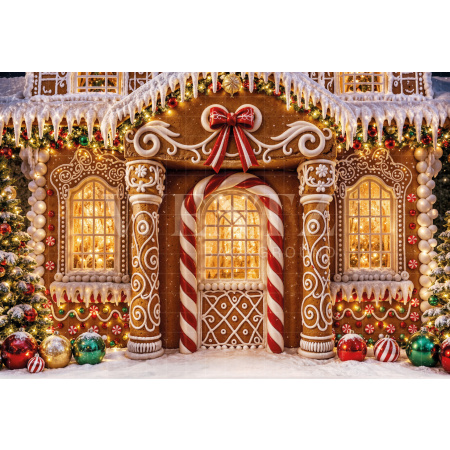 Fundo Fotográfico em Tecido Casinha de Natal / Backdrop 8523