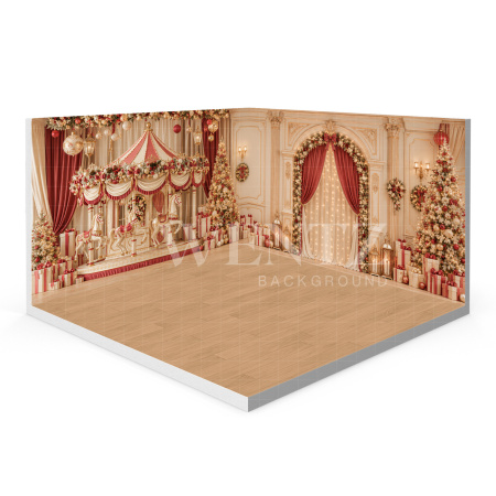 Fundo Fotográfico em Tecido Cenário Carrossel de Natal 3D / WTZ208