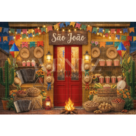 Fundo Fotográfico em Tecido Cenário Festa Junina / Backdrop 8239