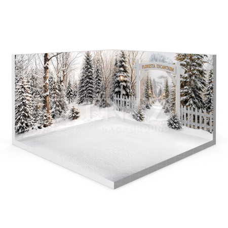 Fundo Fotográfico em Tecido Cenário Floresta de Natal 3D / WTZ199