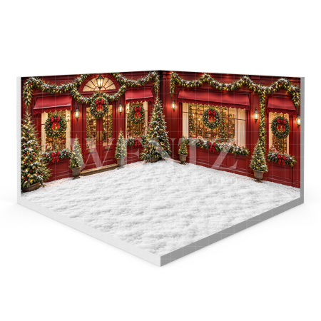 Fundo Fotográfico em Tecido Cenário Vila de Natal 3D / WTZ205