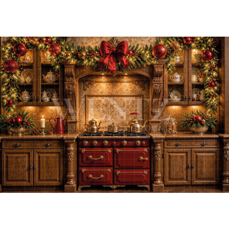 Fundo Fotográfico em Tecido Cozinha de Natal / Backdrop 8473
