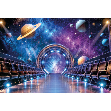 Fundo Fotográfico em Tecido Dia das Crianças Estação Espacial / Backdrop 8600