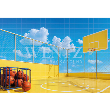 Fundo Fotográfico em Tecido Dia das Crianças Quadra de Basquete / Backdrop 8592