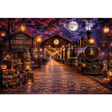 Fundo Fotográfico em Tecido Expresso das Bruxas Halloween / Backdrop 8898