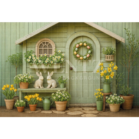 Fundo Fotográfico em Tecido Fachada de Páscoa / Backdrop 8031