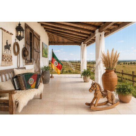 Fundo Fotográfico em Tecido Farroupilha Casa da Fazenda / Backdrop 8656