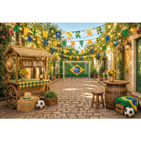 Fundo Fotográfico em Tecido Junino Brasil / Backdrop 8333