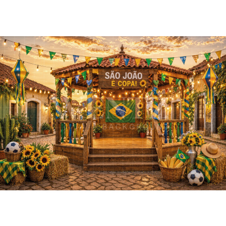 Fundo Fotográfico em Tecido Junino Brasil / Backdrop 8334