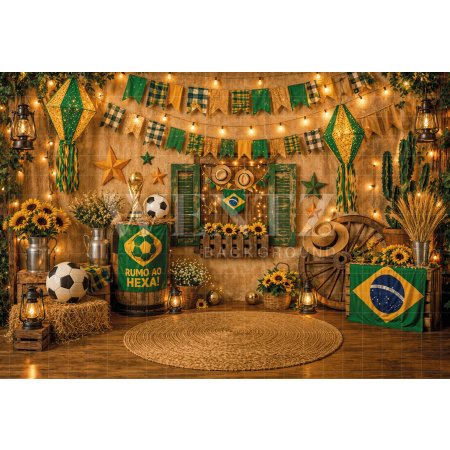 Fundo Fotográfico em Tecido Junino Brasil / Backdrop 8335