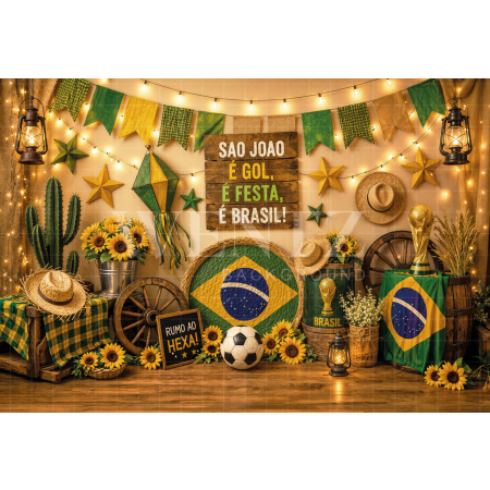 Fundo Fotográfico em Tecido Junino Brasil / Backdrop 8336