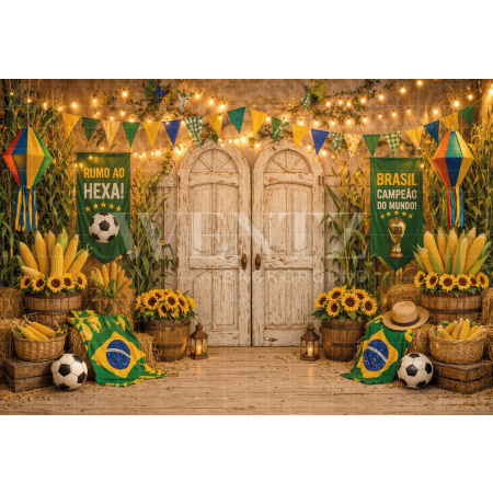 Fundo Fotográfico em Tecido Junino Brasil / Backdrop 8338