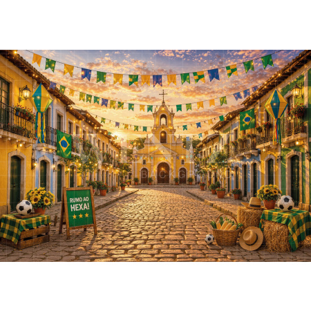 Fundo Fotográfico em Tecido Junino Brasil / Backdrop 8339