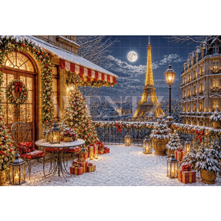 Fundo Fotográfico em Tecido Paris Natal / Backdrop 8563