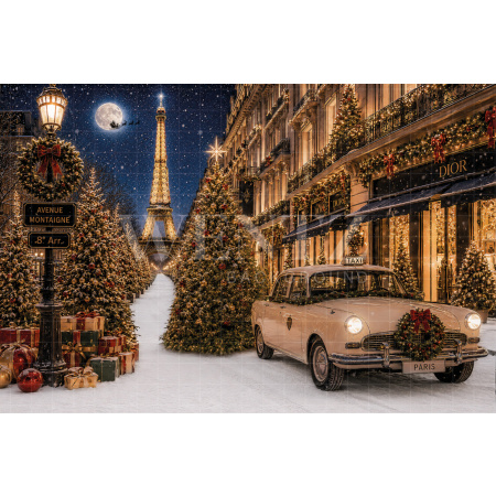 Fundo Fotográfico em Tecido Paris Natal / Backdrop 8894