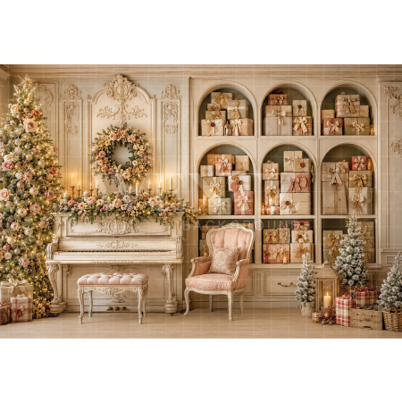 Fundo Fotográfico em Tecido Piano de Natal / Backdrop 8875