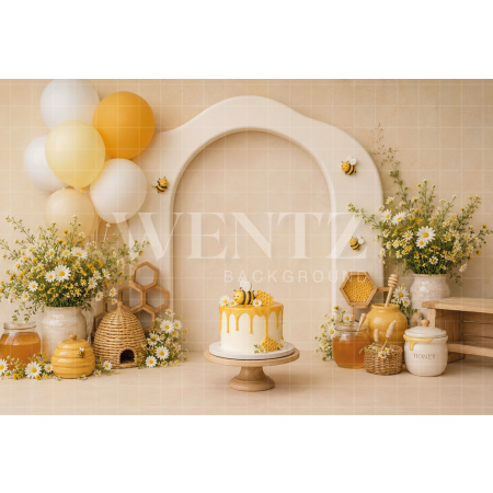 Fundo Fotográfico em Tecido Smash The Cake Abelhinha / Backdrop 8702