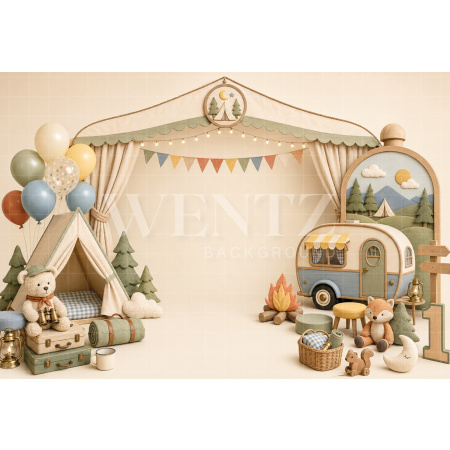 Fundo Fotográfico em Tecido Smash The Cake Acampamento / Backdrop 8799