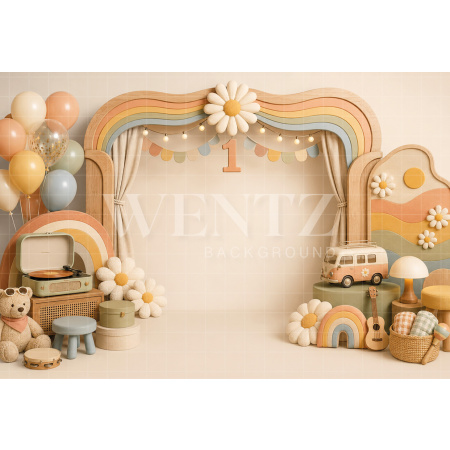 Fundo Fotográfico em Tecido Smash The Cake Arco-íris / Backdrop 8796