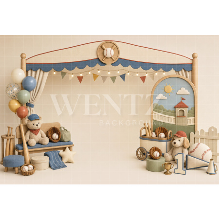 Fundo Fotográfico em Tecido Smash The Cake Beisebol  / Backdrop 8800