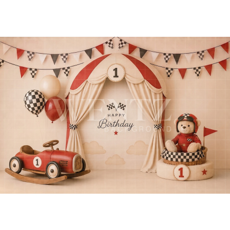 Fundo Fotográfico em Tecido Smash The Cake Carro de Corrida / Backdrop 8758