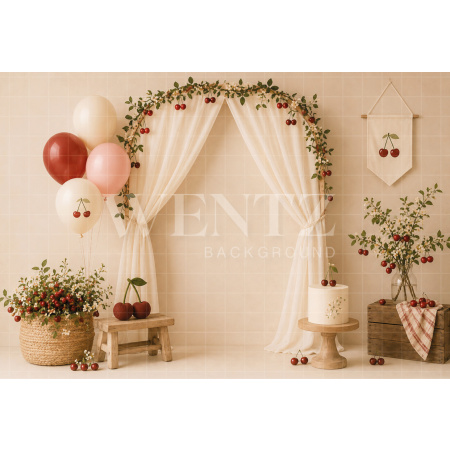 Fundo Fotográfico em Tecido Smash The Cake Cereja / Backdrop 8691