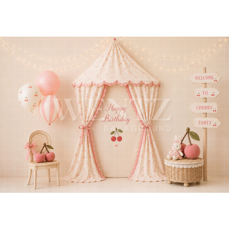 Fundo Fotográfico em Tecido Smash The Cake Cereja / Backdrop 8713