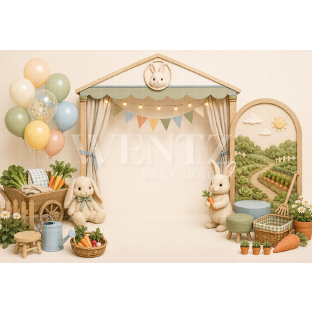 Fundo Fotográfico em Tecido Smash The Cake Coelhos / Backdrop 8793