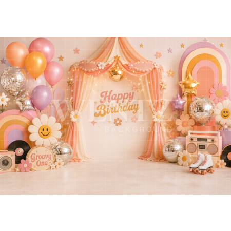 Fundo Fotográfico em Tecido Smash The Cake Festa Retrô / Backdrop 8811