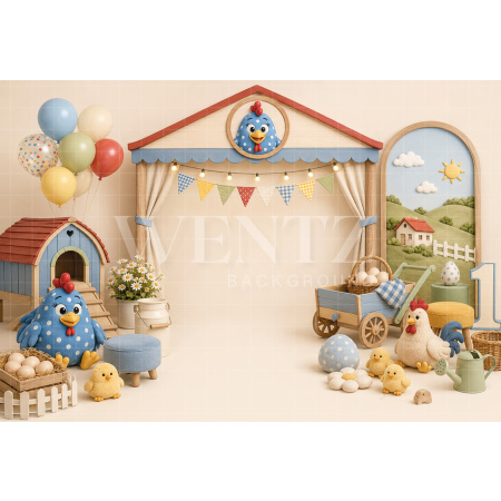 Fundo Fotográfico em Tecido Smash The Cake Galinha Pintadinha / Backdrop 8802