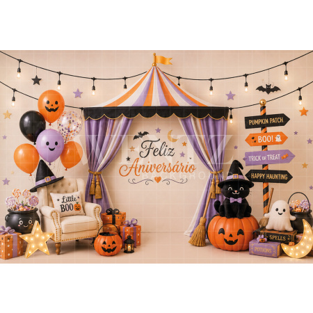 Fundo Fotográfico em Tecido Smash The Cake Halloween / Backdrop 8824