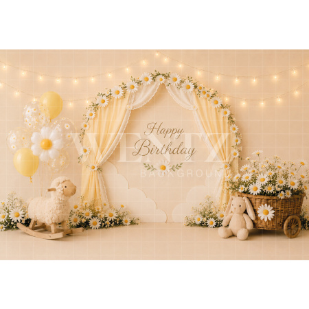 Fundo Fotográfico em Tecido Smash The Cake Margaridas / Backdrop 8757