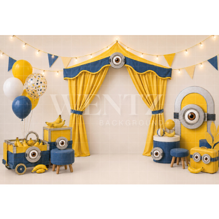 Fundo Fotográfico em Tecido Smash The Cake Minions / Backdrop 8787