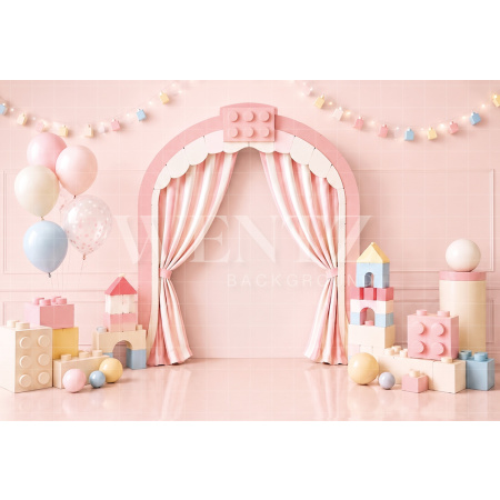 Fundo Fotográfico em Tecido Smash The Cake Mundo dos Blocos / Backdrop 8782