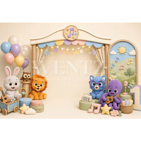 Fundo Fotográfico em Tecido Smash The Cake Musical / Backdrop 8803