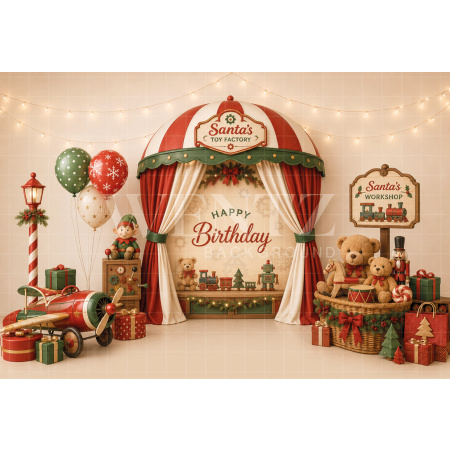 Fundo Fotográfico em Tecido Smash The Cake Natal / Backdrop 8823