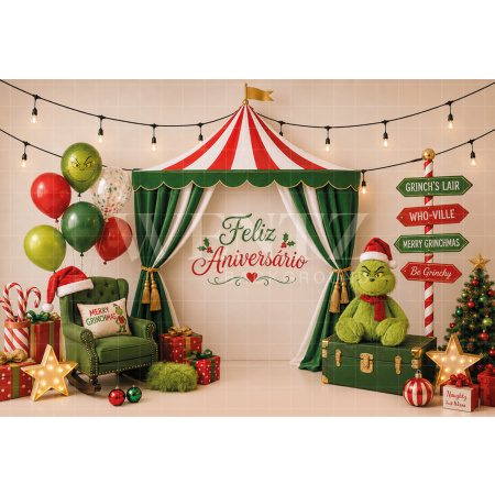 Fundo Fotográfico em Tecido Smash The Cake Natal / Backdrop 8825