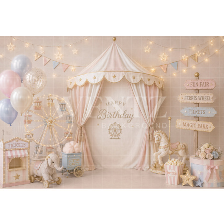 Fundo Fotográfico em Tecido Smash The Cake Parque de Diversões / Backdrop 8785