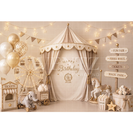 Fundo Fotográfico em Tecido Smash The Cake Parque de Diversões / Backdrop 8786