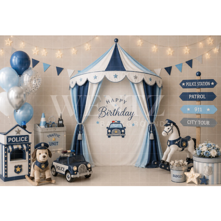 Fundo Fotográfico em Tecido Smash The Cake Polícia / Backdrop 8719