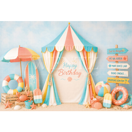 Fundo Fotográfico em Tecido Smash The Cake Praia / Backdrop 8813
