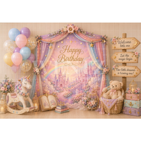 Fundo Fotográfico em Tecido Smash The Cake Princesa / Backdrop 8728