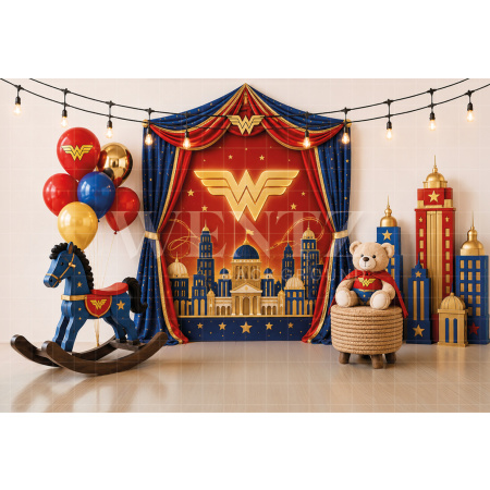 Fundo Fotográfico em Tecido Smash The Cake Super-Heroína / Backdrop 8734