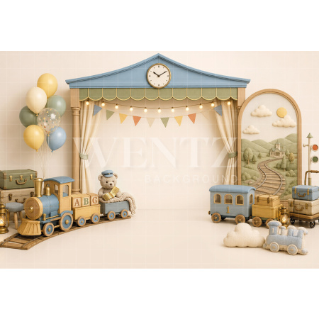Fundo Fotográfico em Tecido Smash The Cake Trem / Backdrop 8792