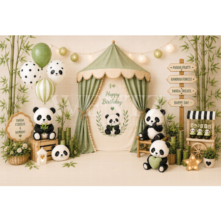Fundo Fotográfico em Tecido Smash The Cake Ursinho Panda / Backdrop 8810