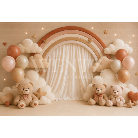 Fundo Fotográfico em Tecido Smash The Cake Ursinhos / Backdrop 8687