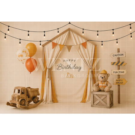 Fundo Fotográfico em Tecido Smash The Cake Urso Construtor / Backdrop 8668