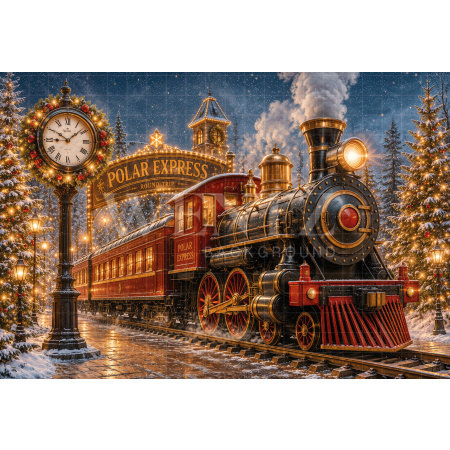 Fundo Fotográfico em Tecido Trem de Natal / Backdrop 8575