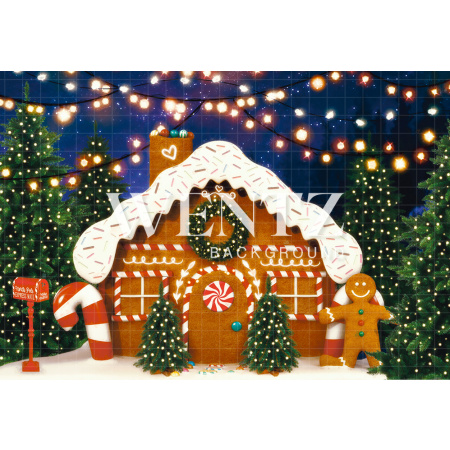 Fundo Fotográfico em Tecido Casa de Doces de Natal / Backdrop 2301