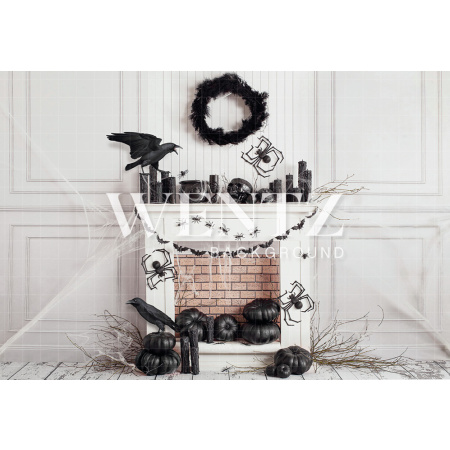 Fundo Fotográfico em Tecido Lareira de Halloween / Backdrop 2293